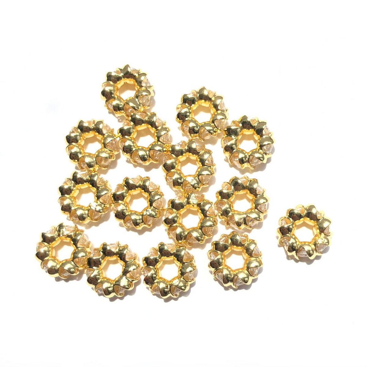 10-20-50pcs/lot 9.4*3.9mm CZ Paved Rondelle Wheel Spacers