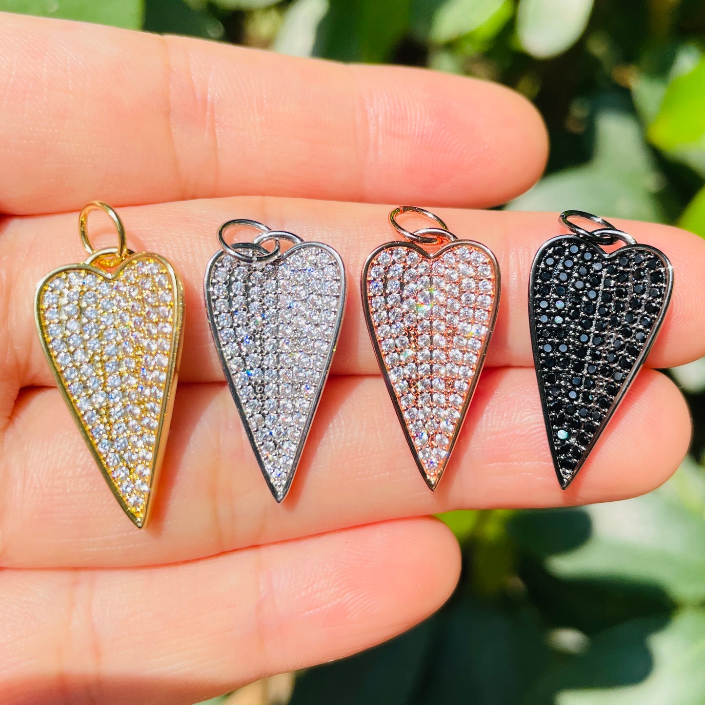 10pcs/lot 26.6*22mm CZ Paved Heart Charm Pendants CZ Paved Charms Hearts New Charms Arrivals Charms Beads Beyond