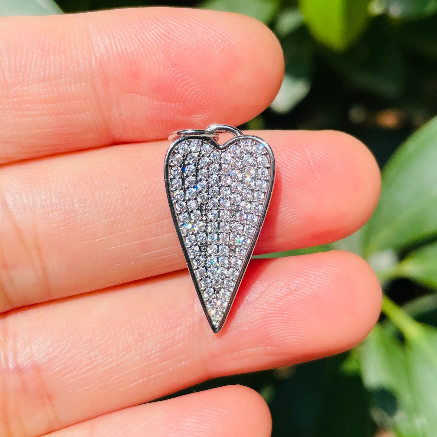 10pcs/lot 26.6*22mm CZ Paved Heart Charm Pendants CZ Paved Charms Hearts New Charms Arrivals Charms Beads Beyond