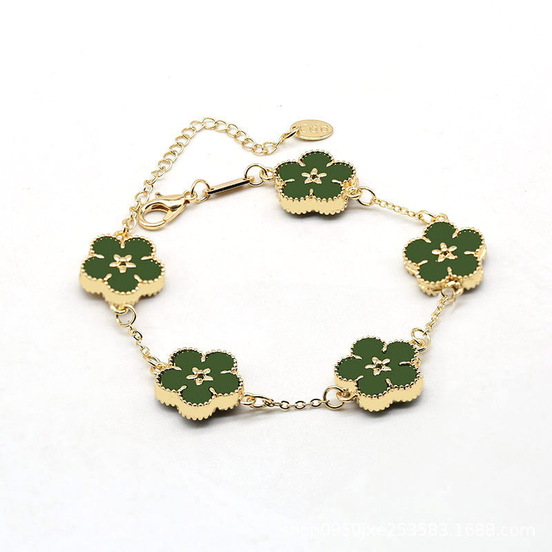 12pcs/lot Gold-Plated Colorful Flower Bracelets Green Women Bracelets Charms Beads Beyond