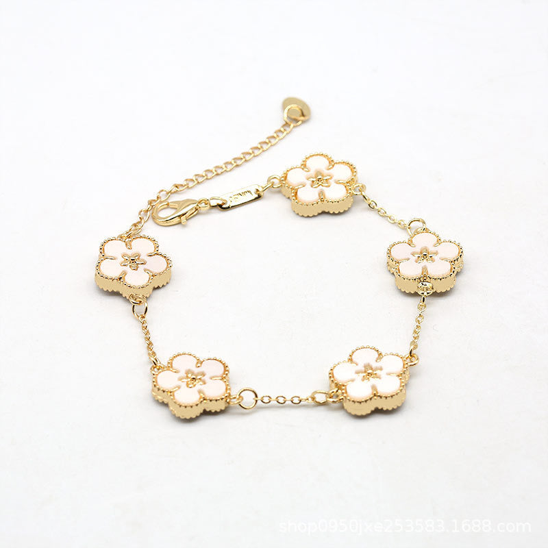 12pcs/lot Gold-Plated Colorful Flower Bracelets White Women Bracelets Charms Beads Beyond