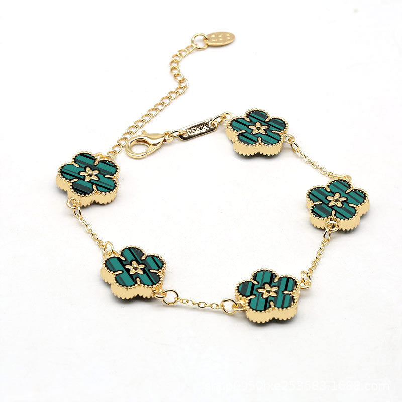 12pcs/lot Gold-Plated Colorful Flower Bracelets Stripe Green Women Bracelets Charms Beads Beyond