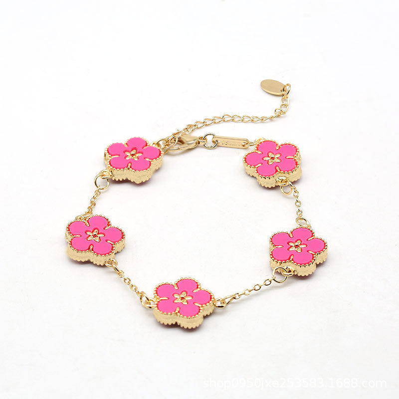 12pcs/lot Gold-Plated Colorful Flower Bracelets Women Bracelets Charms Beads Beyond