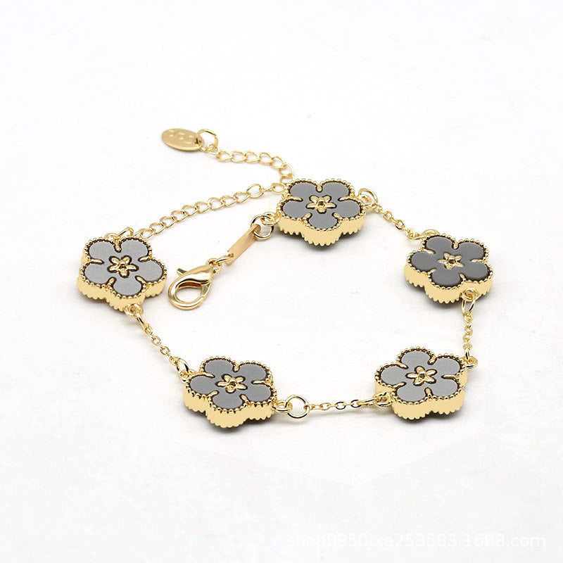 12pcs/lot Gold-Plated Colorful Flower Bracelets Grey Women Bracelets Charms Beads Beyond