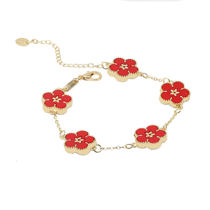 12pcs/lot Gold-Plated Colorful Flower Bracelets Red Women Bracelets Charms Beads Beyond