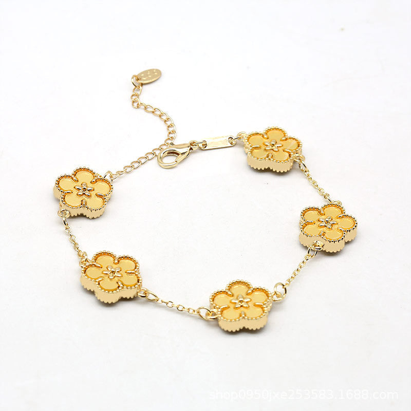 12pcs/lot Gold-Plated Colorful Flower Bracelets Gold Women Bracelets Charms Beads Beyond