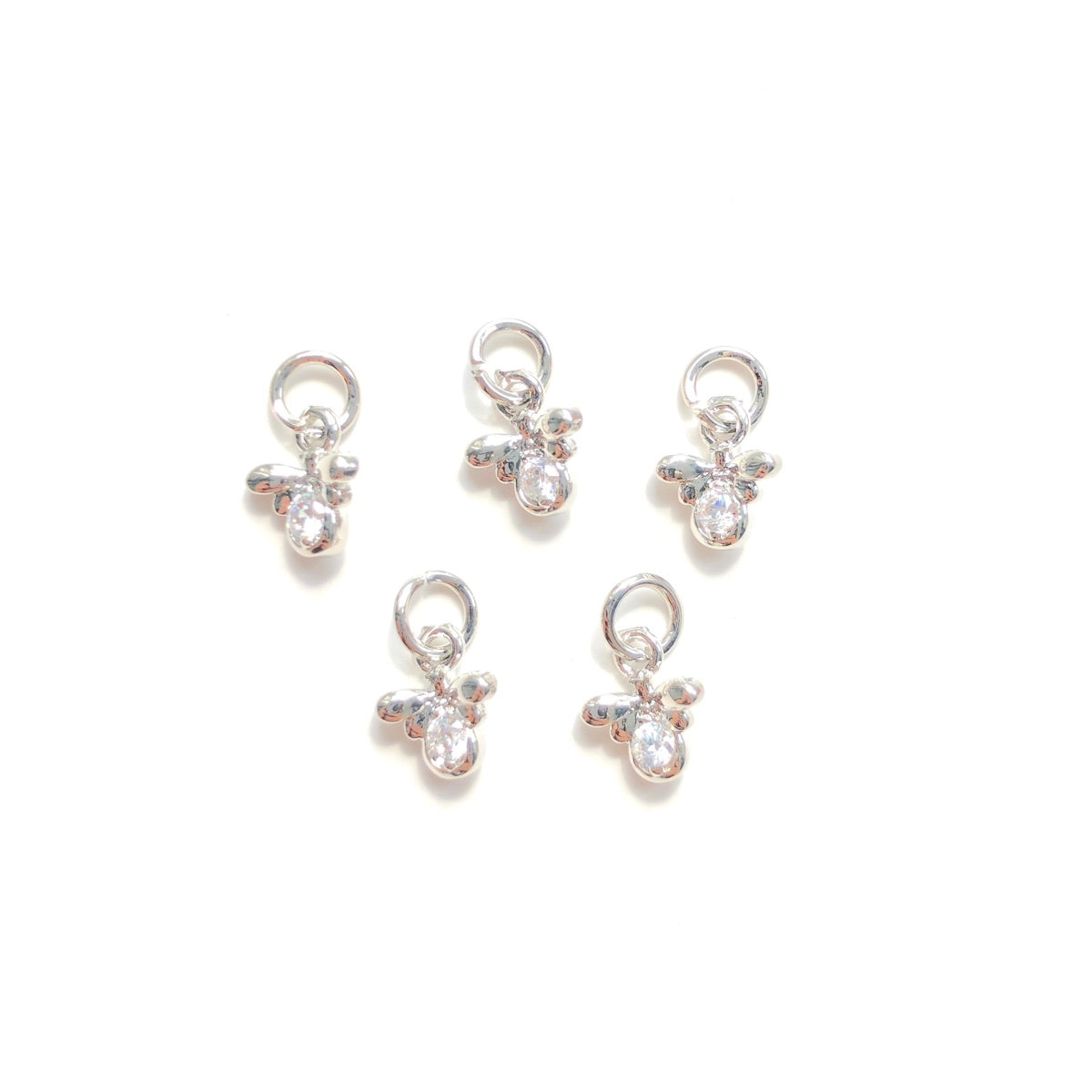 10pcs/lot 8.7*7.4mm Mini Size CZ Paved Bee Charms