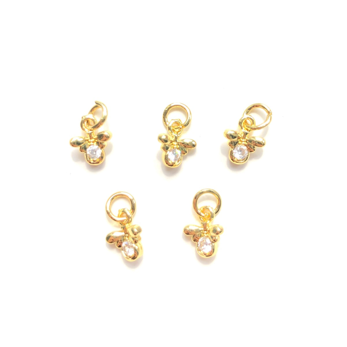 10pcs/lot 8.7*7.4mm Mini Size CZ Paved Bee Charms