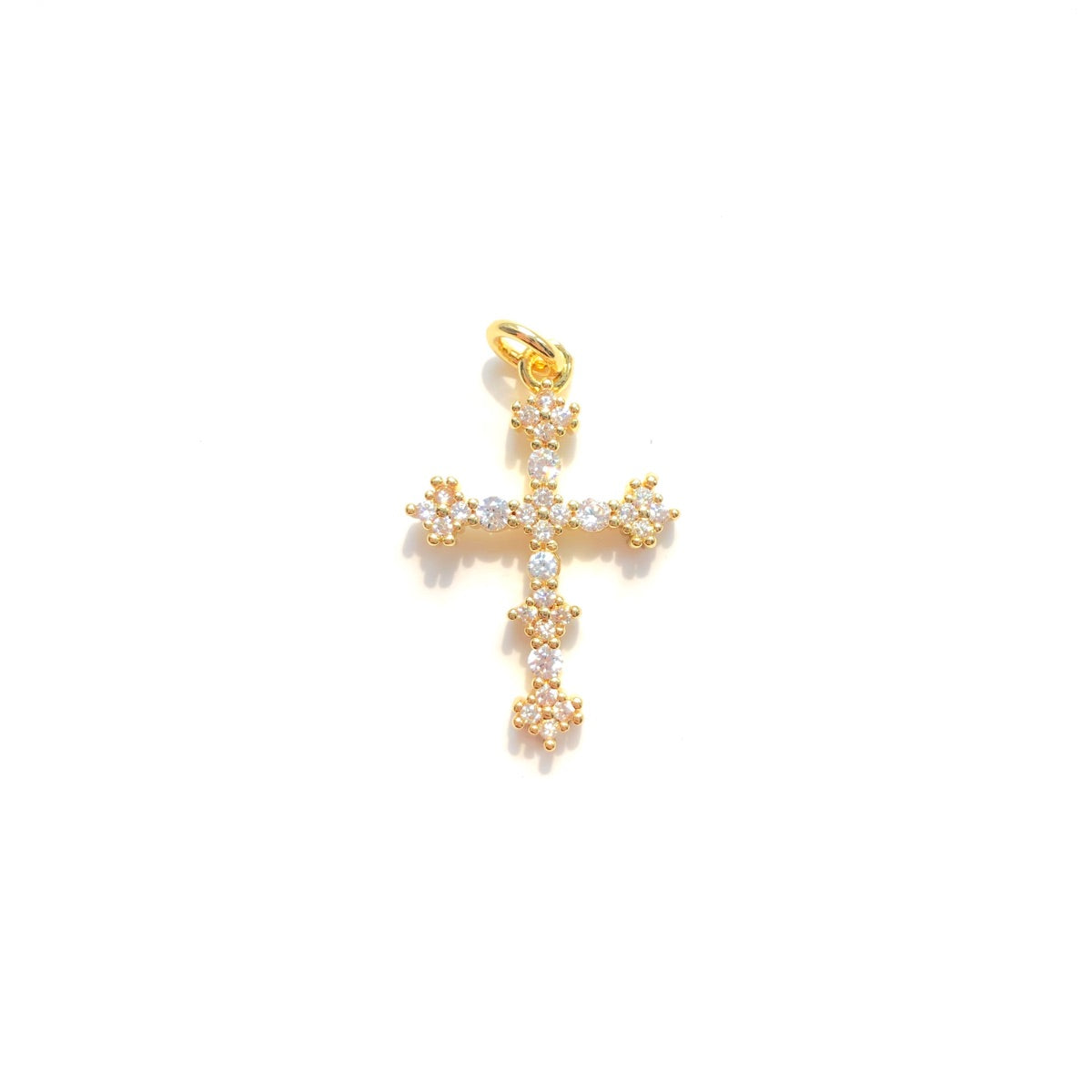 10pcs/lot 24*15.7mm CZ Paved Cross Charms