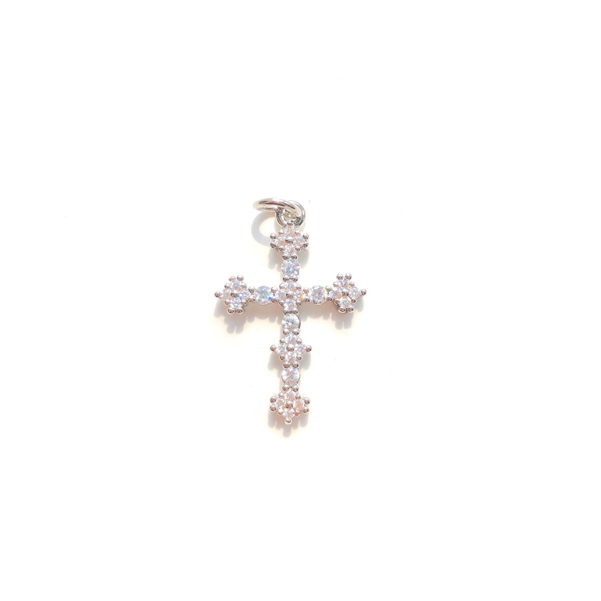 10pcs/lot 24*15.7mm CZ Paved Cross Charms