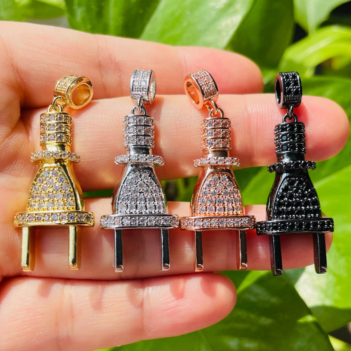 10pcs/lot CZ Paved Plug Charms-God Is the Plug CZ Paved Charms Christian Quotes New Charms Arrivals Charms Beads Beyond
