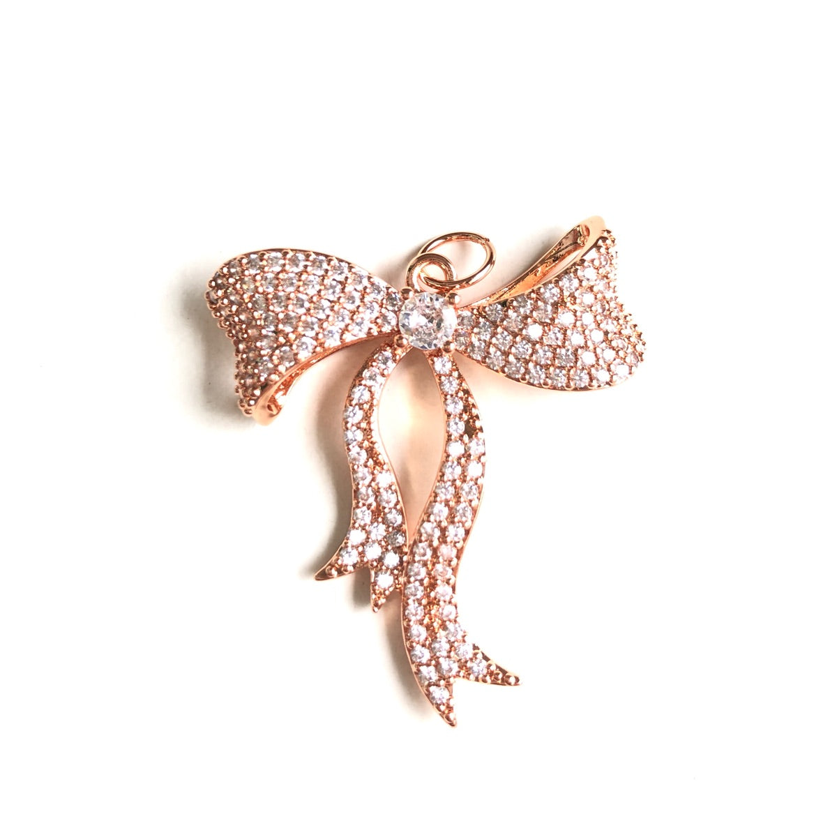 10pcs/lot 34*28.8mm CZ Paved Bow Bowknot Charms Rose Gold CZ Paved Charms Bow Ties New Charms Arrivals Charms Beads Beyond