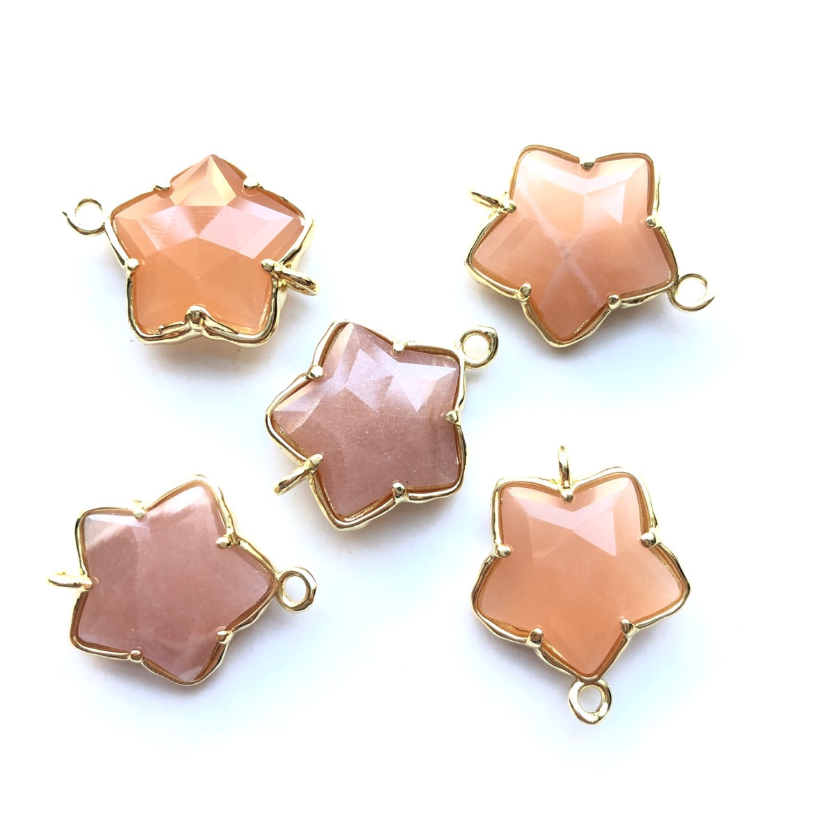 5pcs/Lot Gold Plated Bezel Natural Amethyst Labradorite Black Onyx Red Agate Faceted Star Connectors Sun Stone Stone Charms New Charms Arrivals Charms Beads Beyond