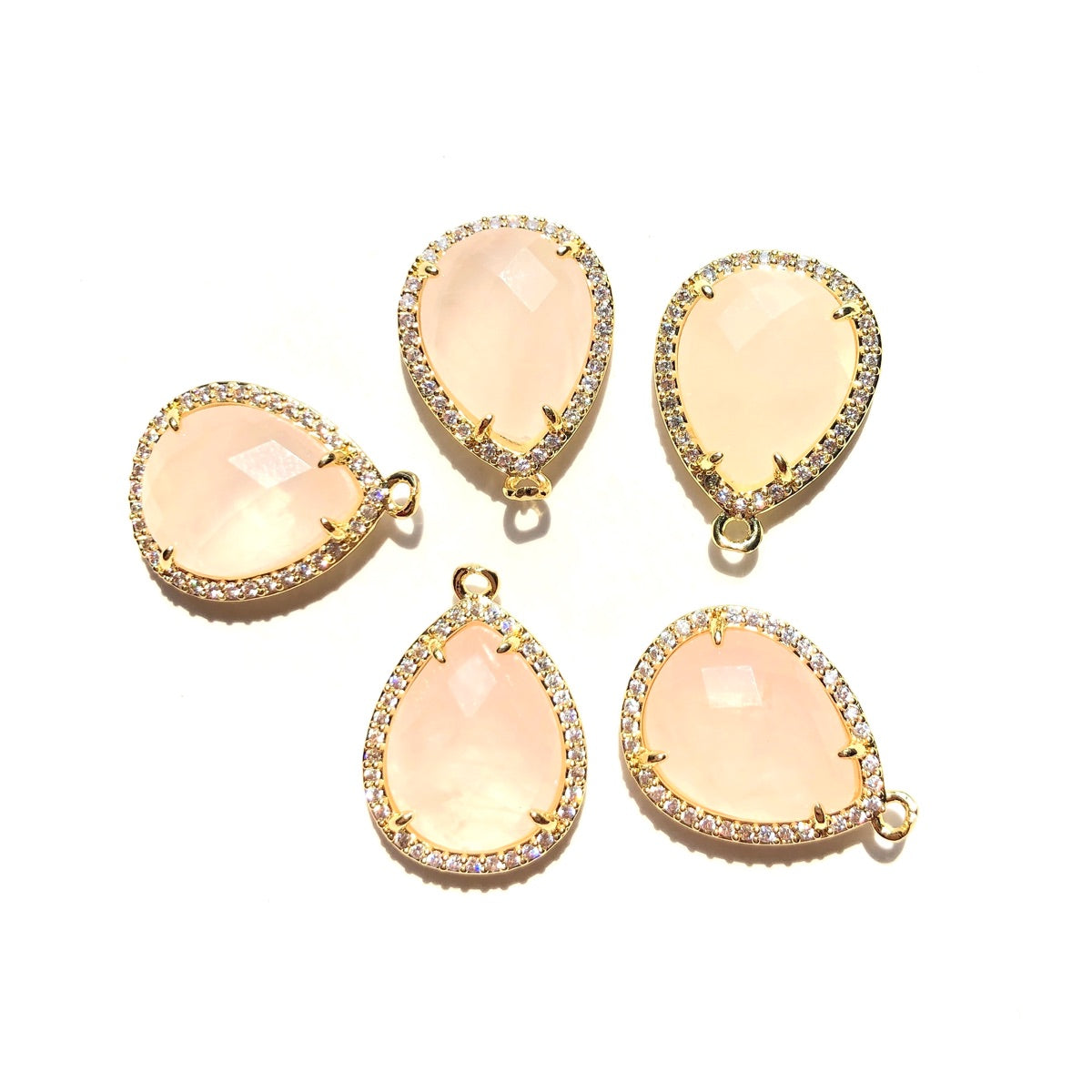 5-10pcs/Lot Micro Pave Natural Amethyst Rose Quartz Strawberry Quartz Faceted Water Drop Charm Rose Quartz Stone Charms New Charms Arrivals Charms Beads Beyond