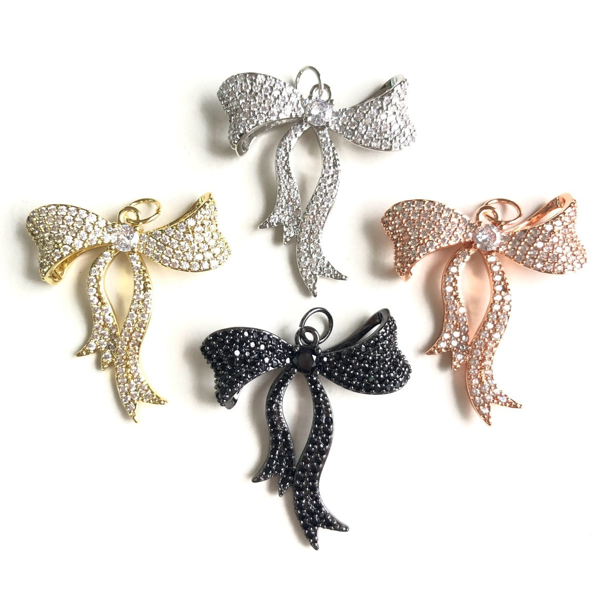 10pcs/lot 34*28.8mm CZ Paved Bow Bowknot Charms Mix Colors CZ Paved Charms Bow Ties New Charms Arrivals Charms Beads Beyond