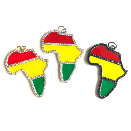 10pcs/lot Red Yellow Green Enamel Africa Map CZ Pave Charms for Black History Month Juneteenth Awareness Mix Colors CZ Paved Charms Juneteenth & Black History Month Awareness New Charms Arrivals Charms Beads Beyond