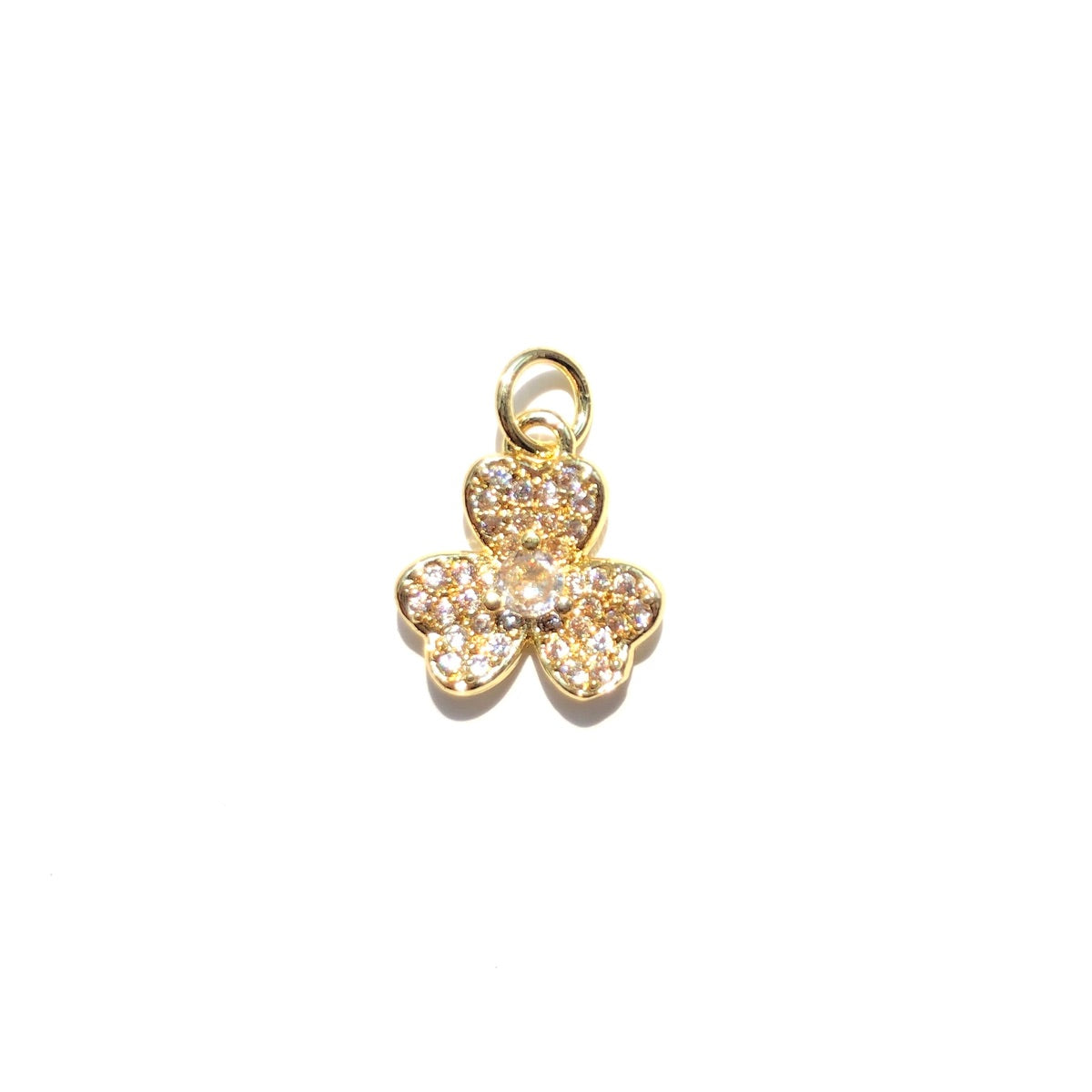 10pcs/lot 13*12mm Small Size CZ Pave Flower Charms