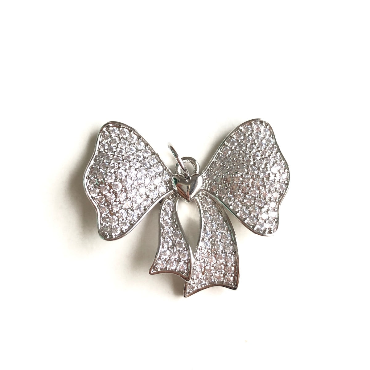 10pcs/lot 30*26mm CZ Paved Bow Bowknot Charms Silver CZ Paved Charms Bow Ties New Charms Arrivals Charms Beads Beyond