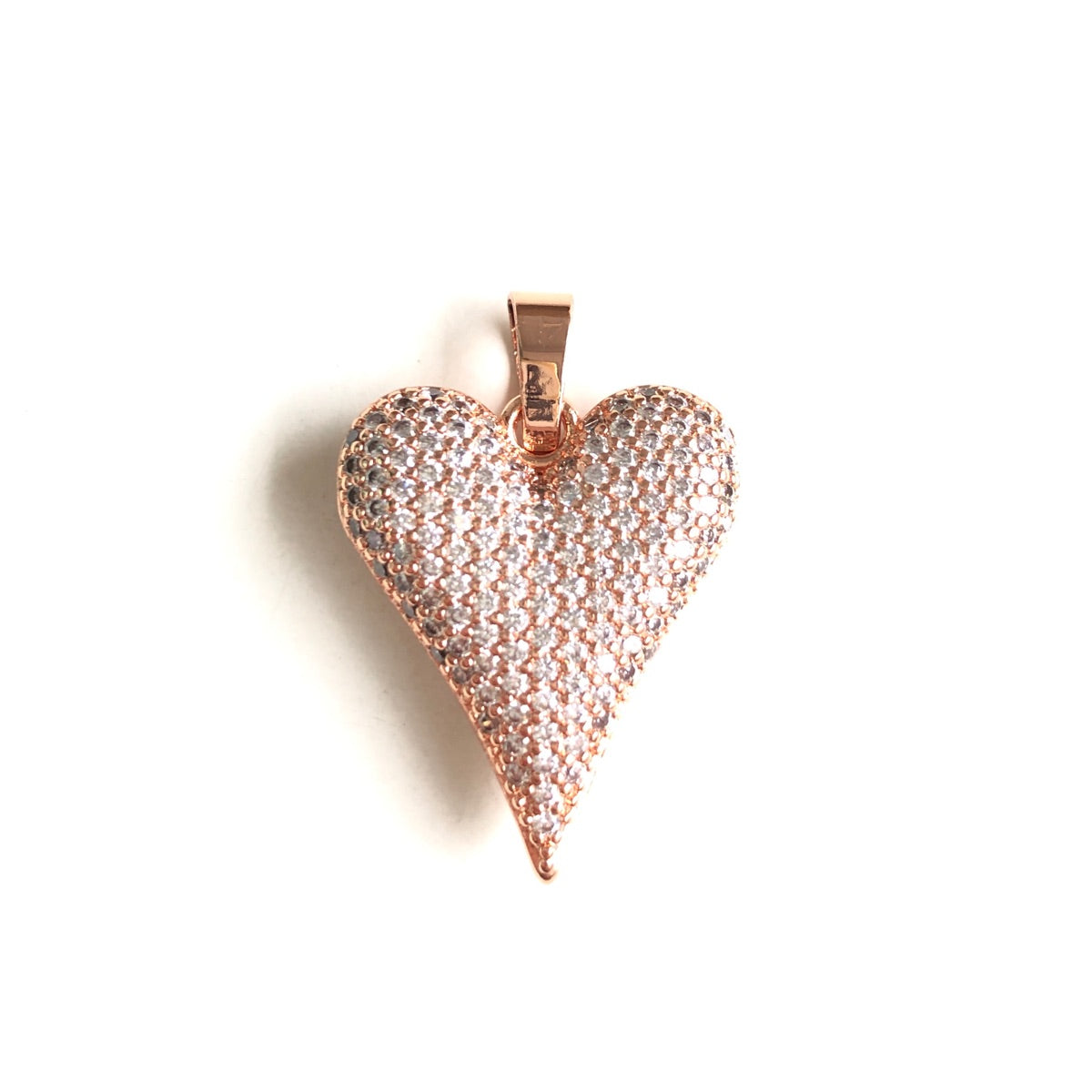 10pcs/lot CZ Paved 3D Heart Charm Pendants Rose Gold CZ Paved Charms Hearts New Charms Arrivals Charms Beads Beyond