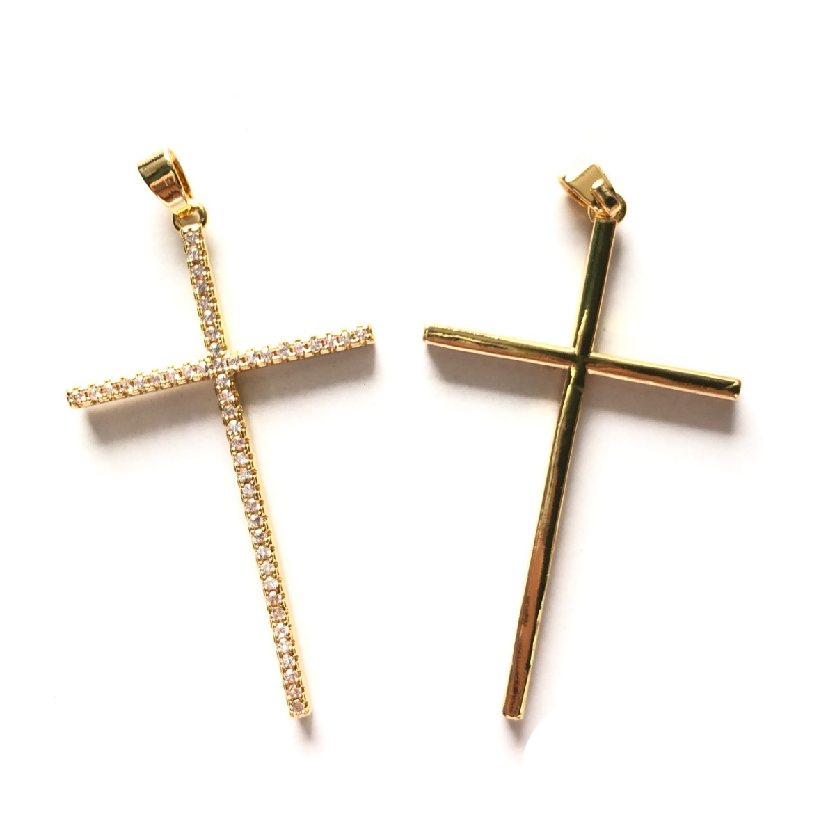 10pcs/lot Big Size Slim CZ Paved Cross Charms CZ Paved Charms Crosses New Charms Arrivals Charms Beads Beyond