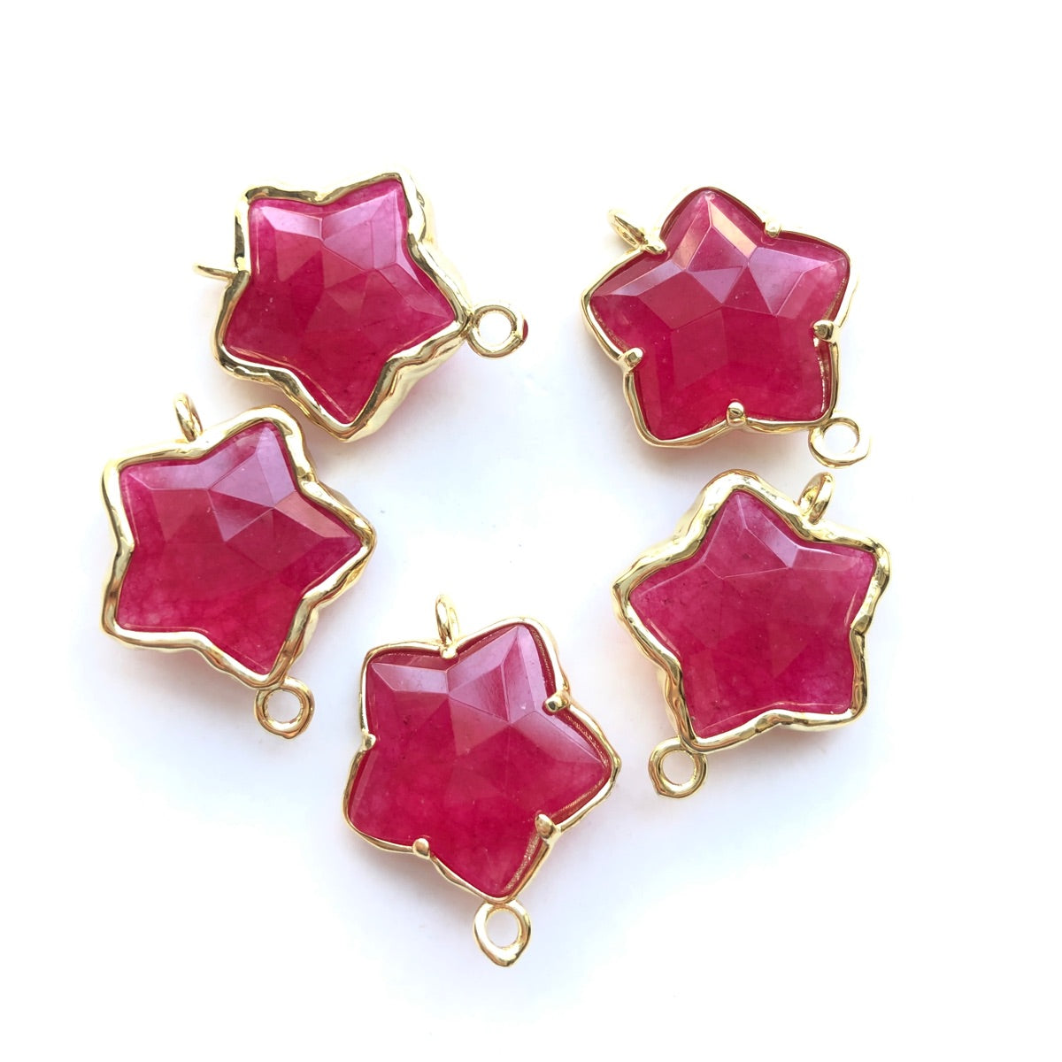 5pcs/Lot Gold Plated Bezel Natural Amethyst Labradorite Black Onyx Red Agate Faceted Star Connectors Red Agate Stone Charms New Charms Arrivals Charms Beads Beyond