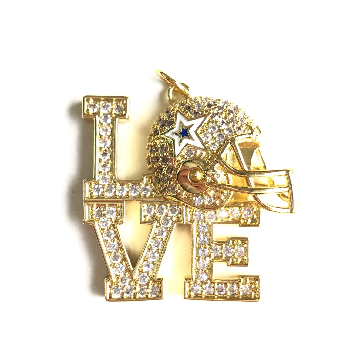 10pcs/lot CZ Paved LOVE Cowboys Helmet American Football Soccer Charms CZ Paved Charms American Football Sports New Charms Arrivals Charms Beads Beyond