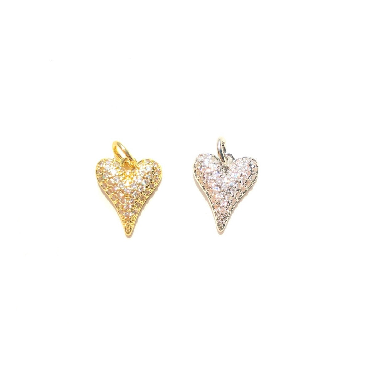 10pcs/lot Mini Size CZ Pave 3D Heart Charm Pendants