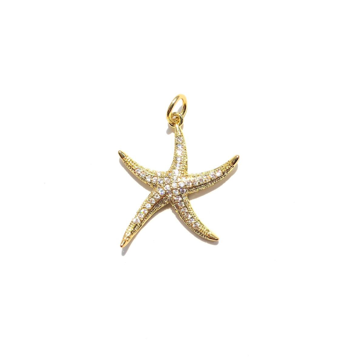 10pcs/lot Clear Turquoise CZ Paved Starfish Charms