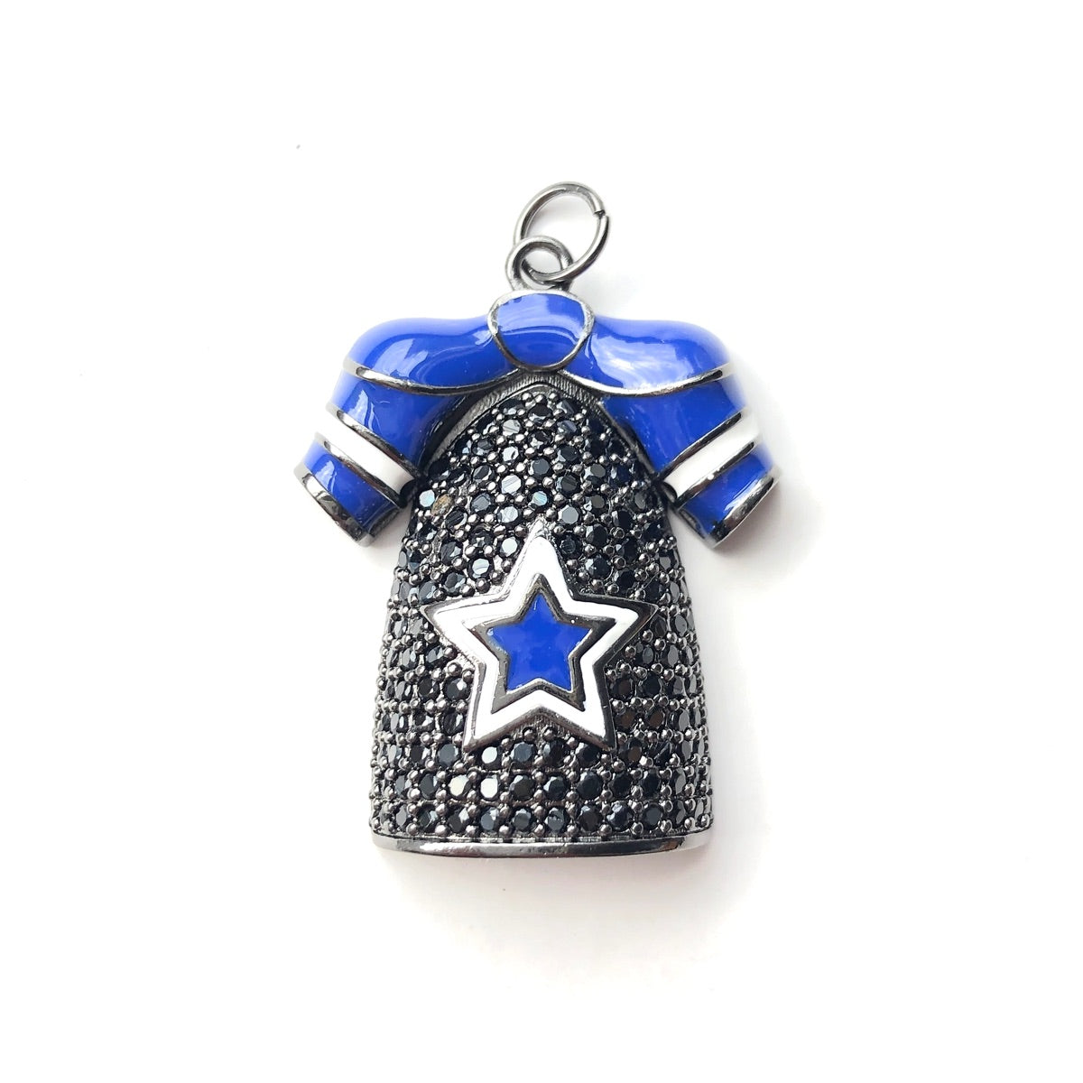 10pcs/Lot CZ Paved Cowboys Jersey American Football Soccer Charms Black on Black CZ Paved Charms American Football Sports New Charms Arrivals Charms Beads Beyond