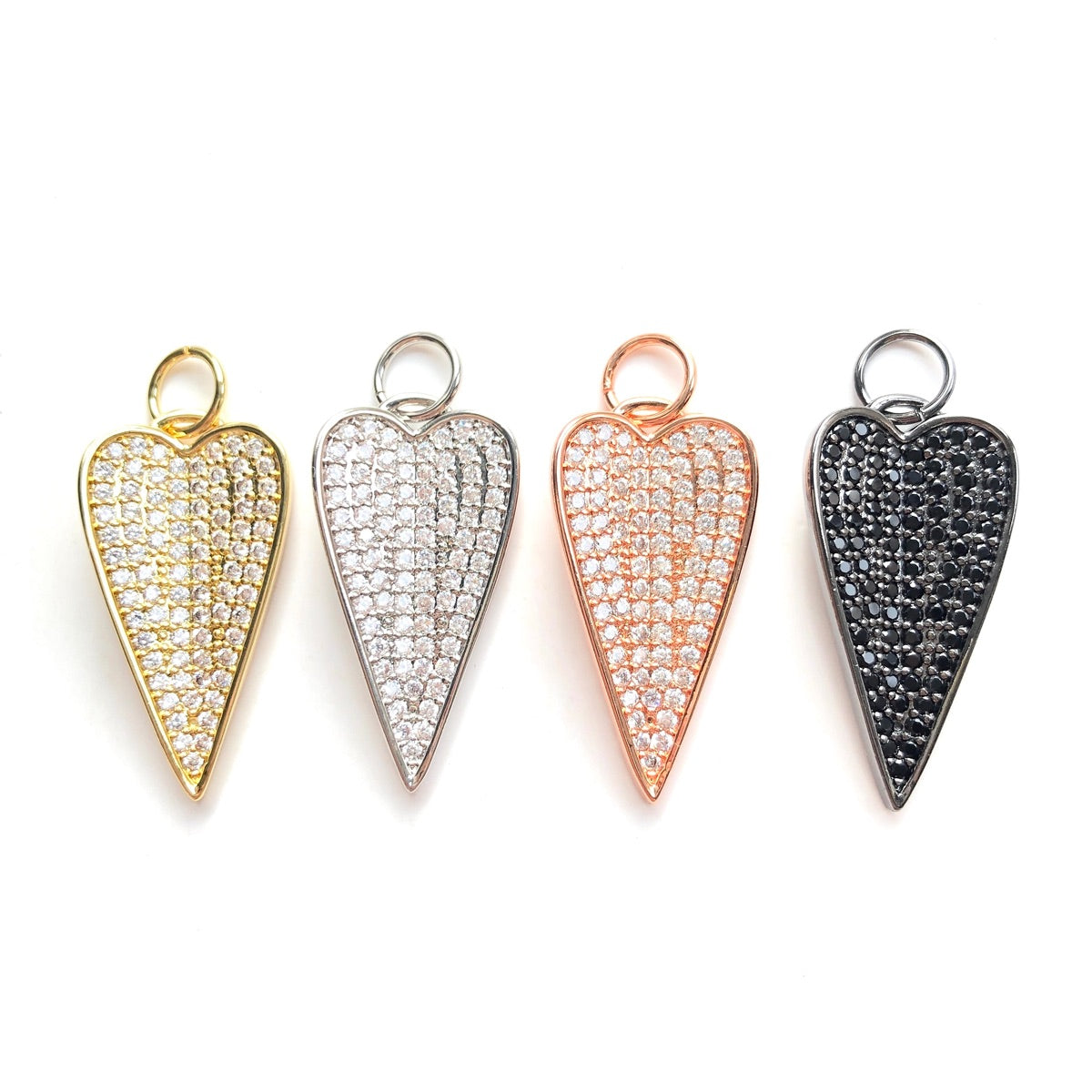 10pcs/lot 26.6*22mm CZ Paved Heart Charm Pendants Mix Colors CZ Paved Charms Hearts New Charms Arrivals Charms Beads Beyond