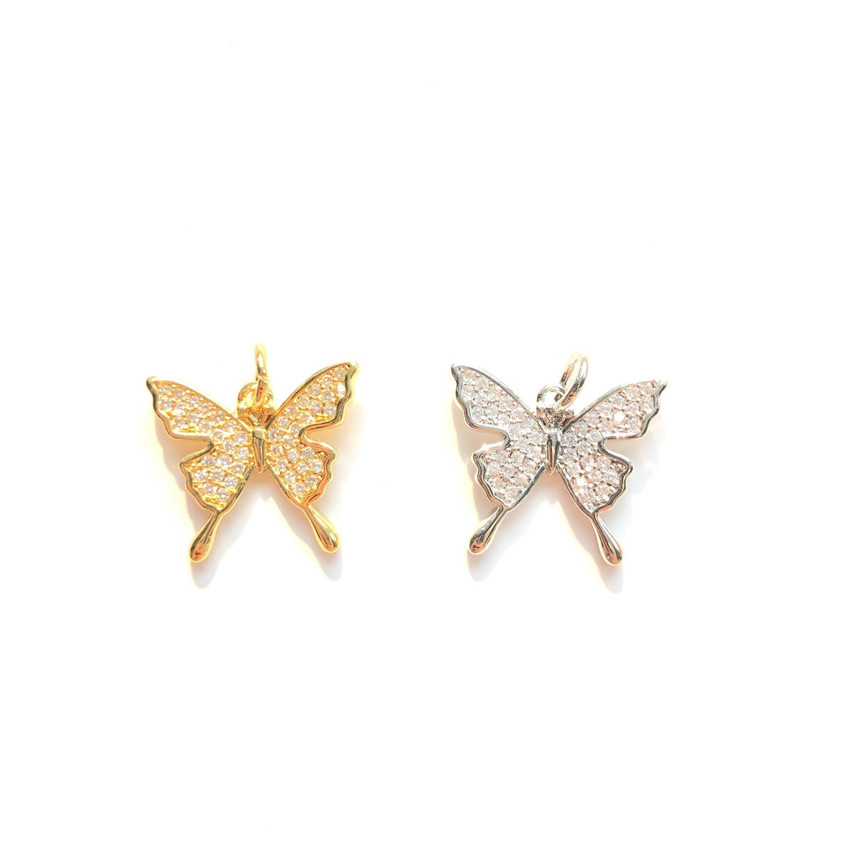 10pcs/lot Small Size CZ Paved Butterfly Charm