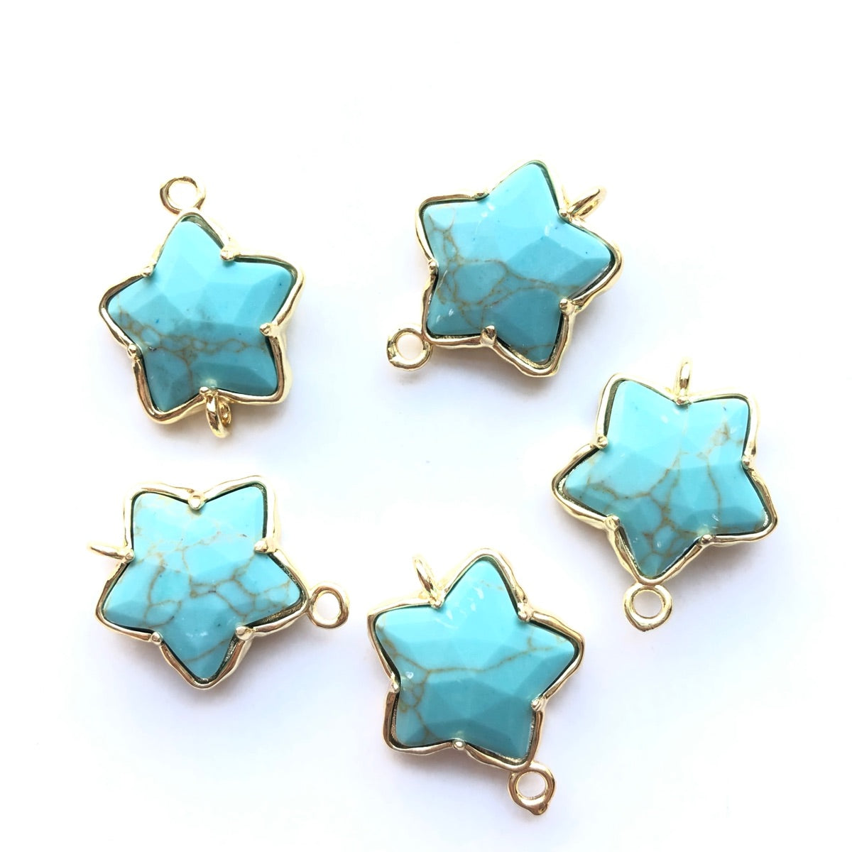 5pcs/Lot Gold Plated Bezel Natural Amethyst Labradorite Black Onyx Red Agate Faceted Star Connectors Blue Turquoise Stone Charms New Charms Arrivals Charms Beads Beyond