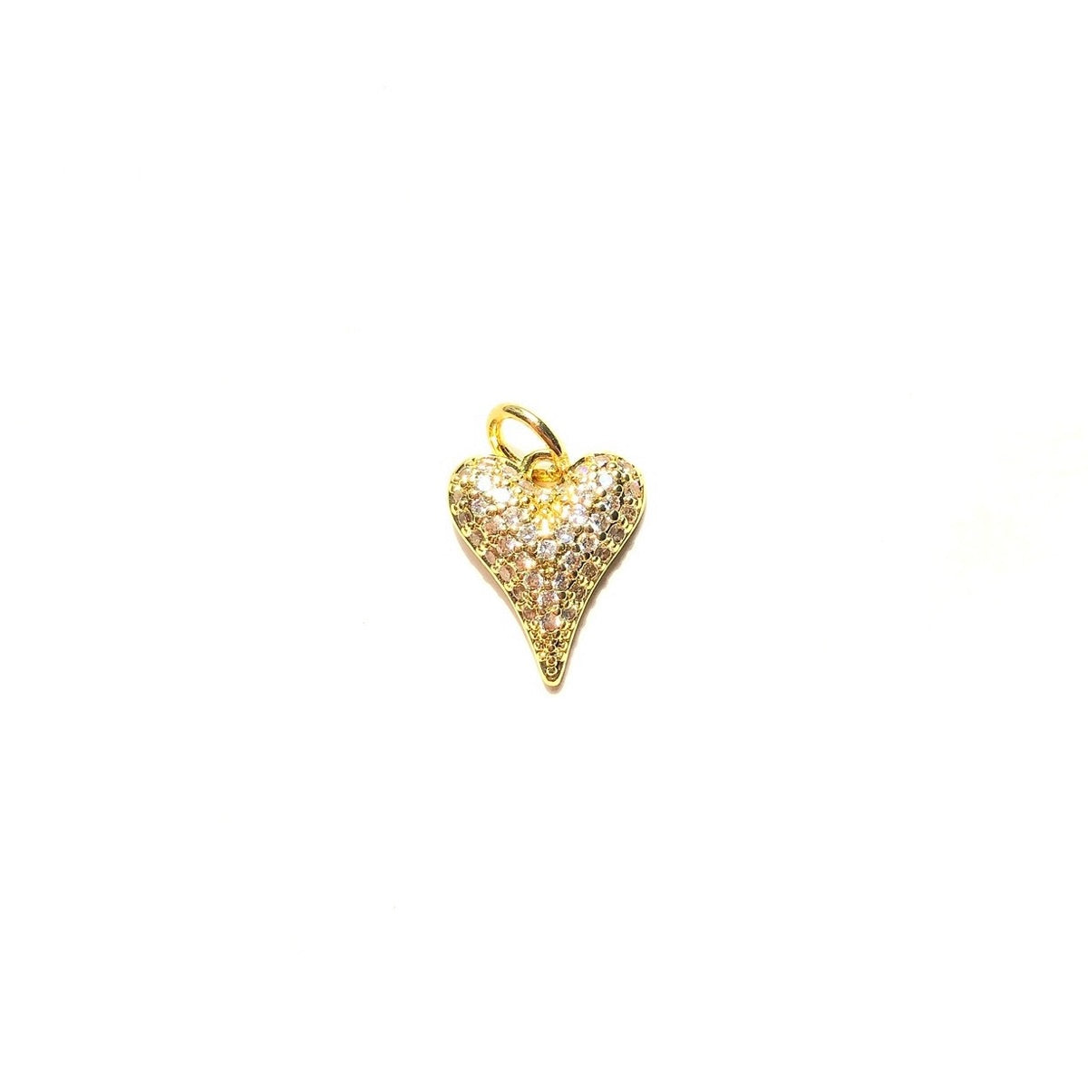 10pcs/lot Mini Size CZ Pave 3D Heart Charm Pendants