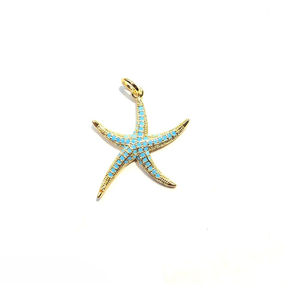 10pcs/lot Clear Turquoise CZ Paved Starfish Charms
