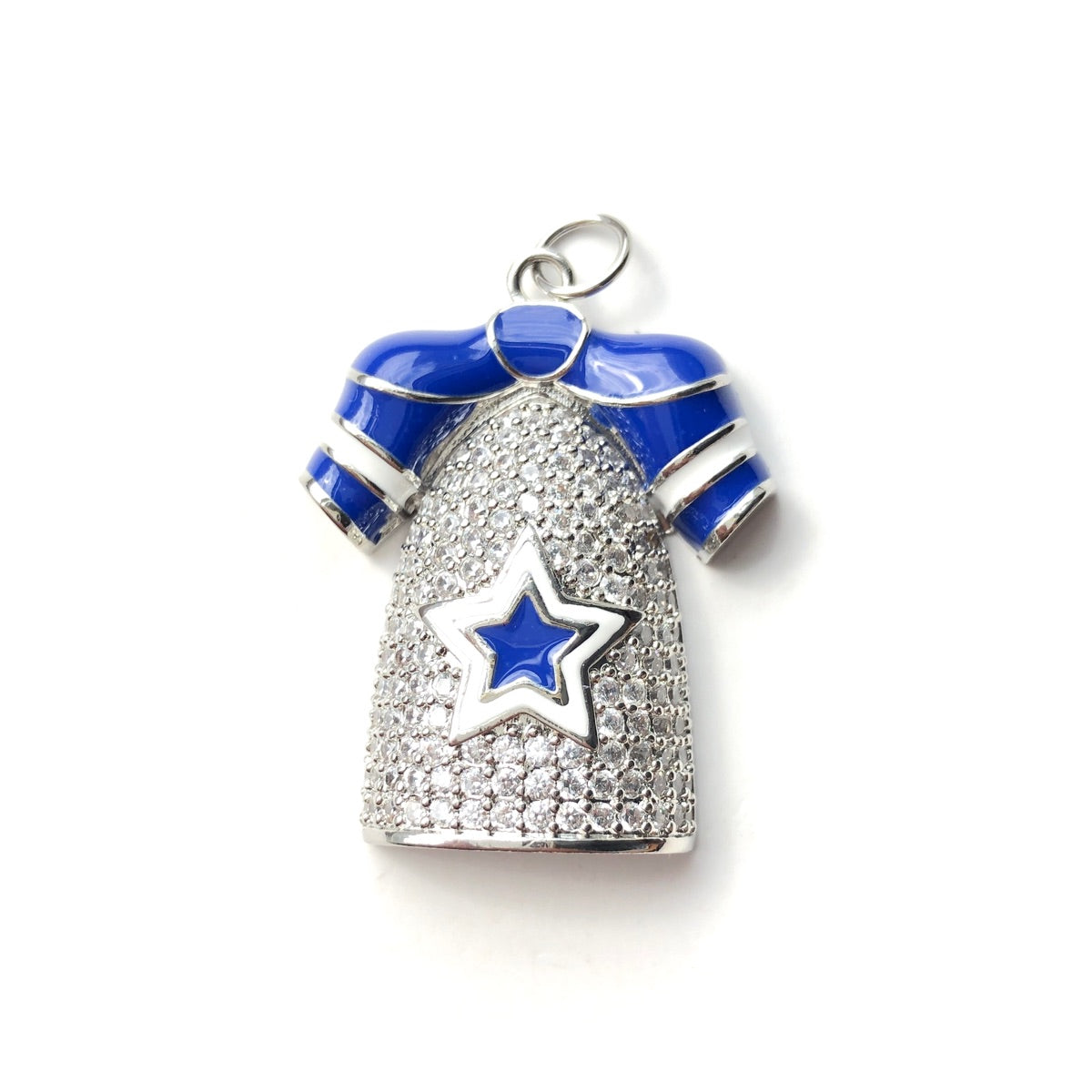 10pcs/Lot CZ Paved Cowboys Jersey American Football Soccer Charms Silver CZ Paved Charms American Football Sports New Charms Arrivals Charms Beads Beyond