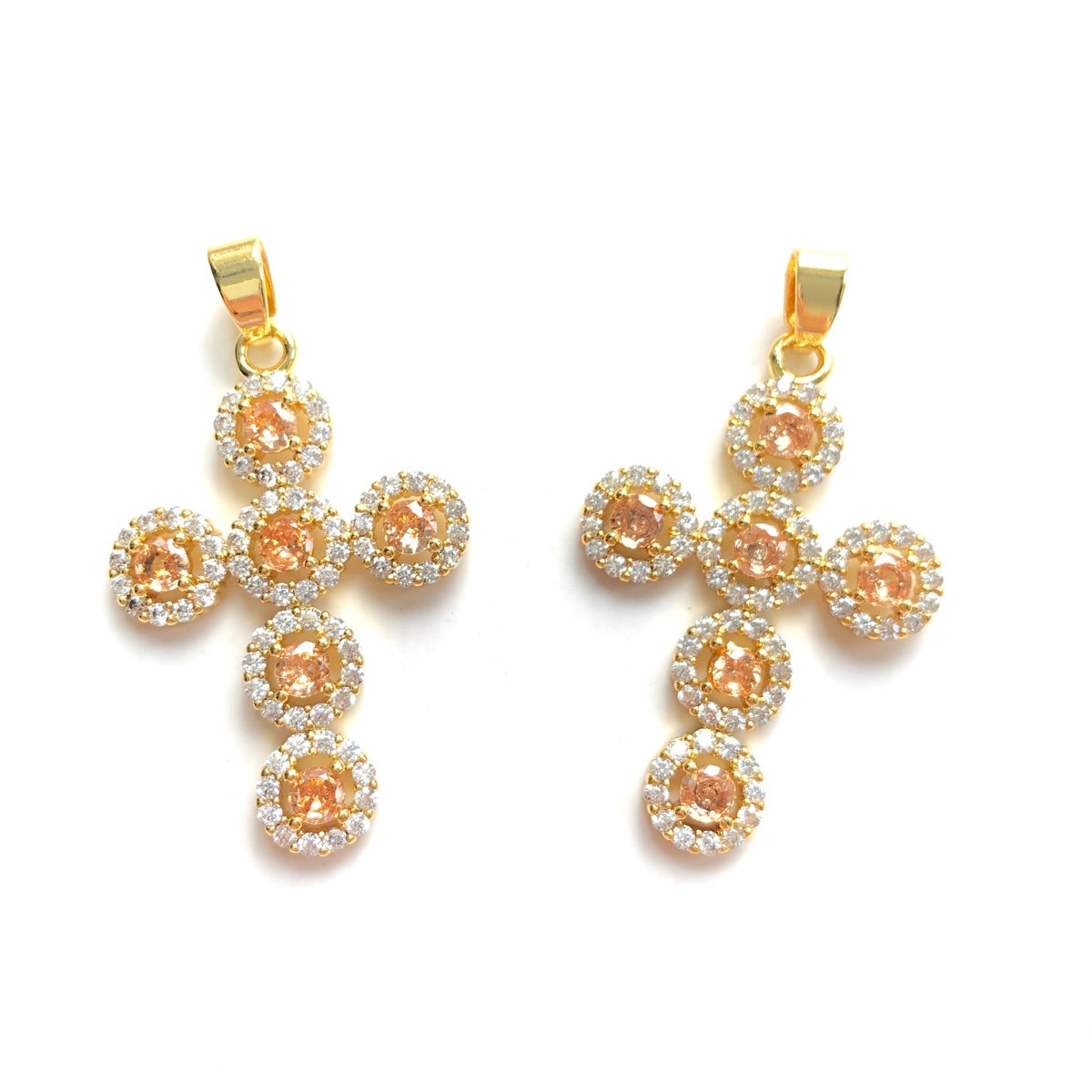 5-10pcs/lot Champagne Clear CZ Paved Cross Charms CZ Paved Charms Crosses New Charms Arrivals Charms Beads Beyond