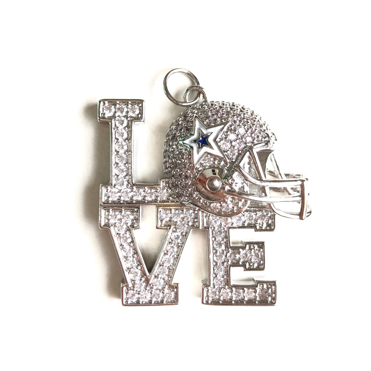 10pcs/lot CZ Paved LOVE Cowboys Helmet American Football Soccer Charms CZ Paved Charms American Football Sports New Charms Arrivals Charms Beads Beyond