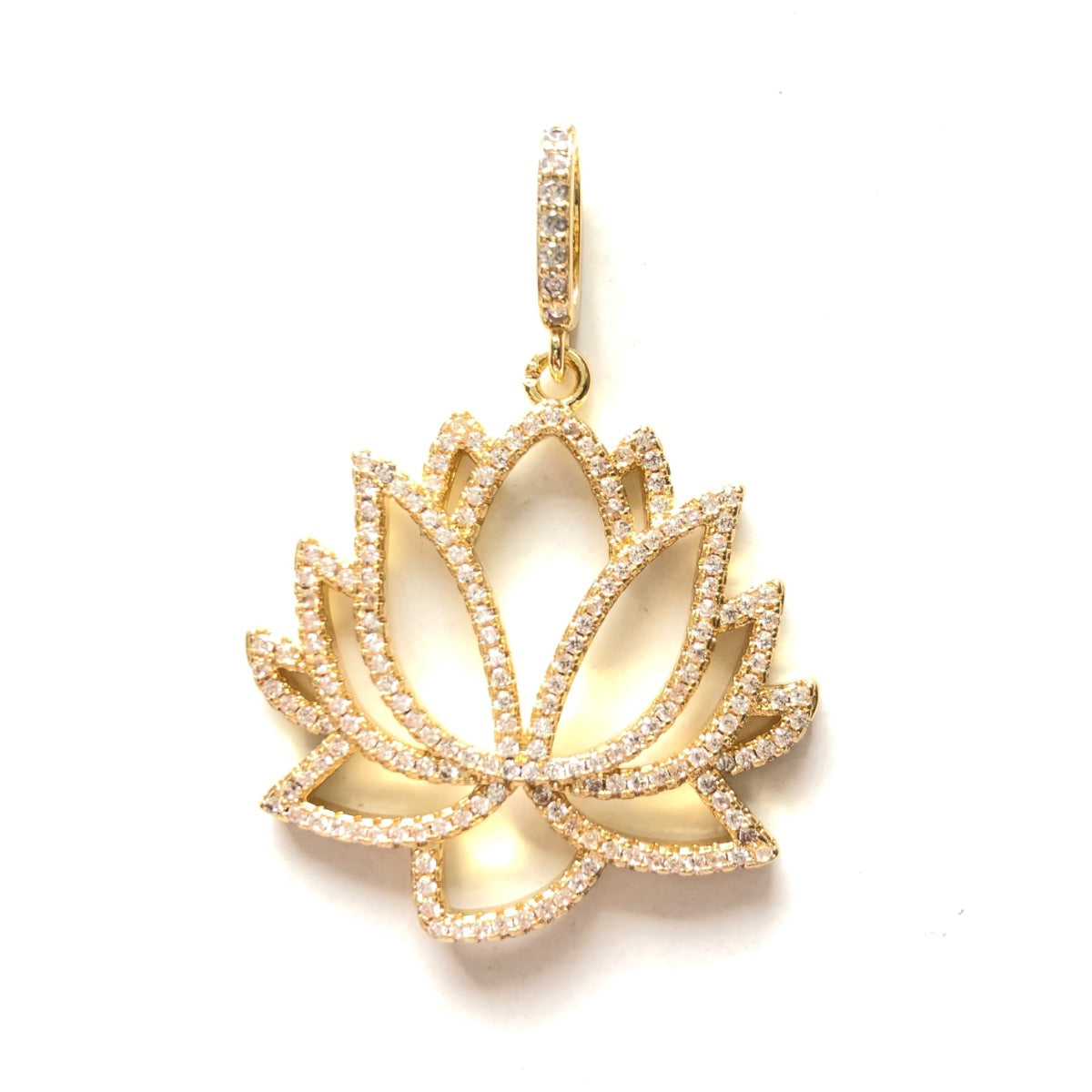 5-10pcs/lot CZ Paved Lotus Flower Charms Gold CZ Paved Charms Flowers New Charms Arrivals Charms Beads Beyond