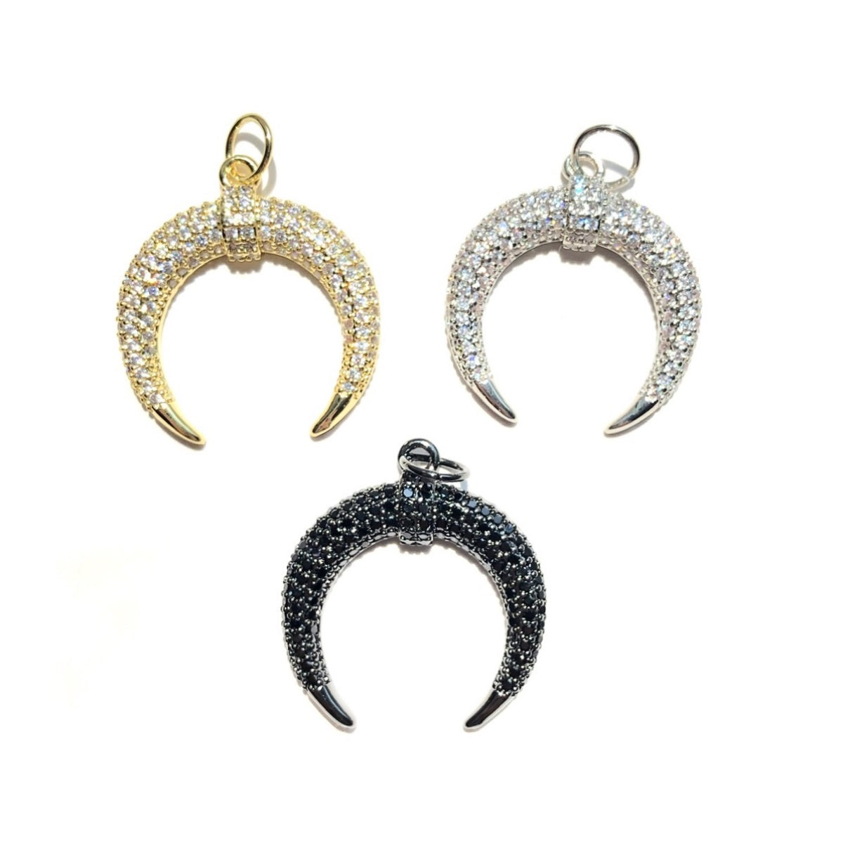 10pcs/lot 25*22.8mm CZ Paved Moon Charms