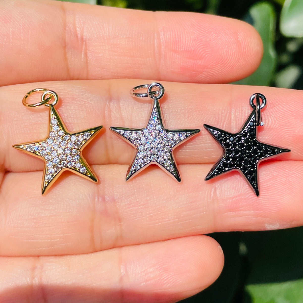 10pcs/lot 18.6*17mm Small Size CZ Paved Star Charms Mix Colors CZ Paved Charms New Charms Arrivals Small Sizes Sun Moon Stars Charms Beads Beyond