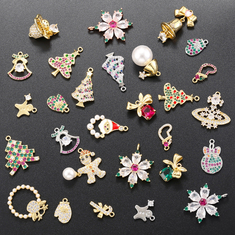 10pcs/lot Small Size CZ Paved Christmas Charms Charms Jewelry