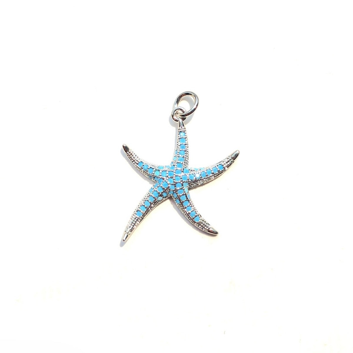 10pcs/lot Clear Turquoise CZ Paved Starfish Charms
