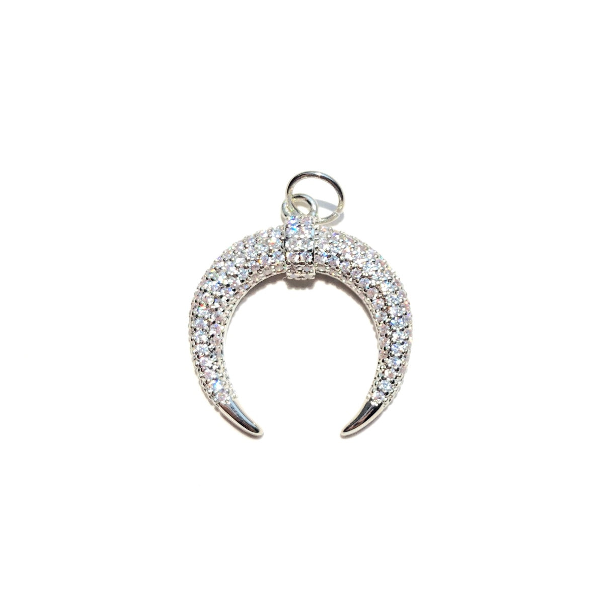 10pcs/lot 25*22.8mm CZ Paved Moon Charms