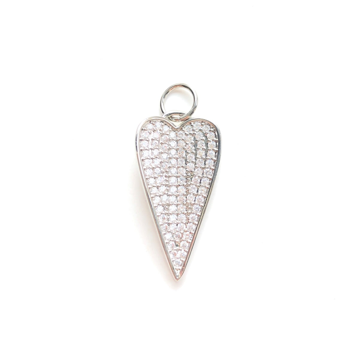 10pcs/lot 26.6*22mm CZ Paved Heart Charm Pendants Silver CZ Paved Charms Hearts New Charms Arrivals Charms Beads Beyond