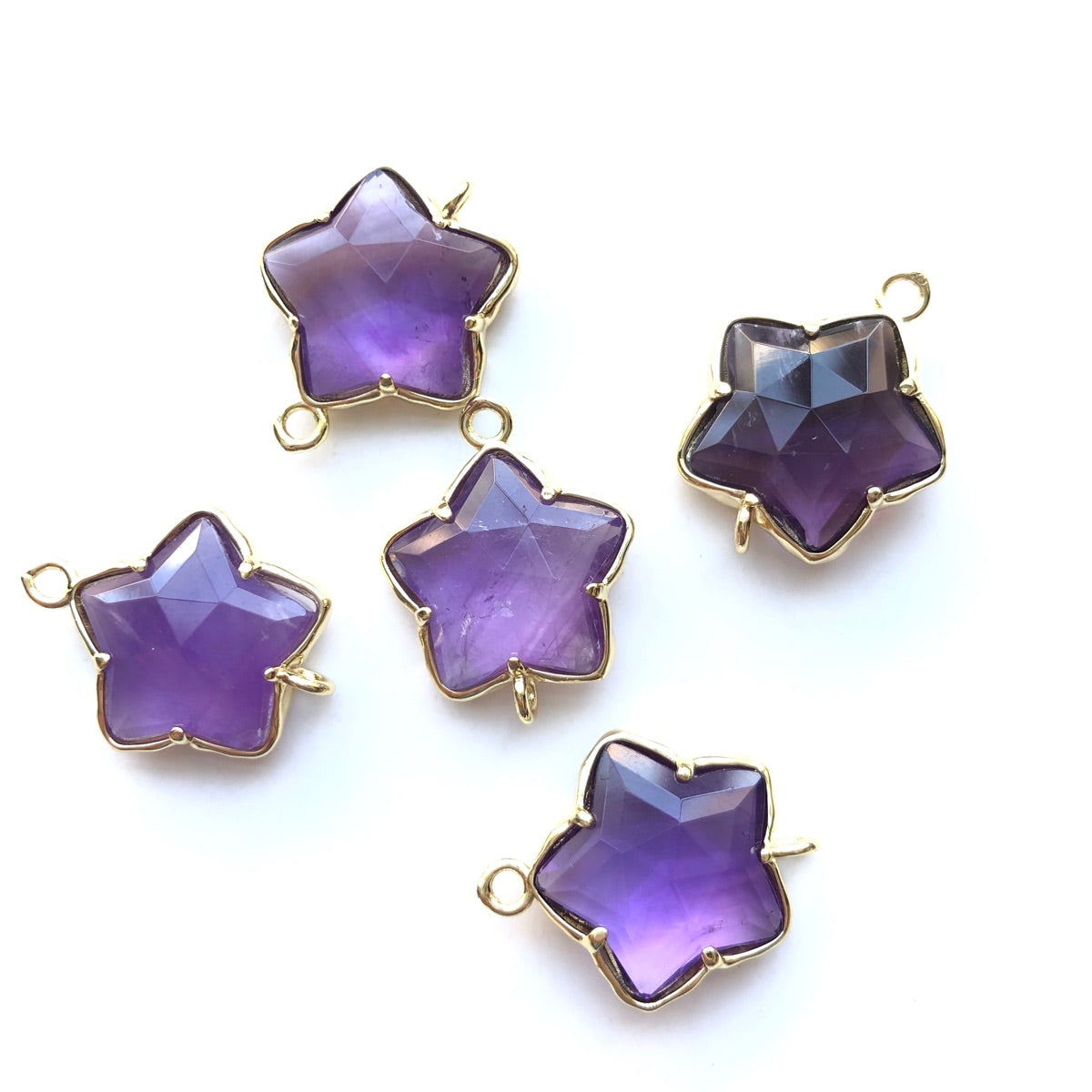 5pcs/Lot Gold Plated Bezel Natural Amethyst Labradorite Black Onyx Red Agate Faceted Star Connectors Amethyst Stone Charms New Charms Arrivals Charms Beads Beyond