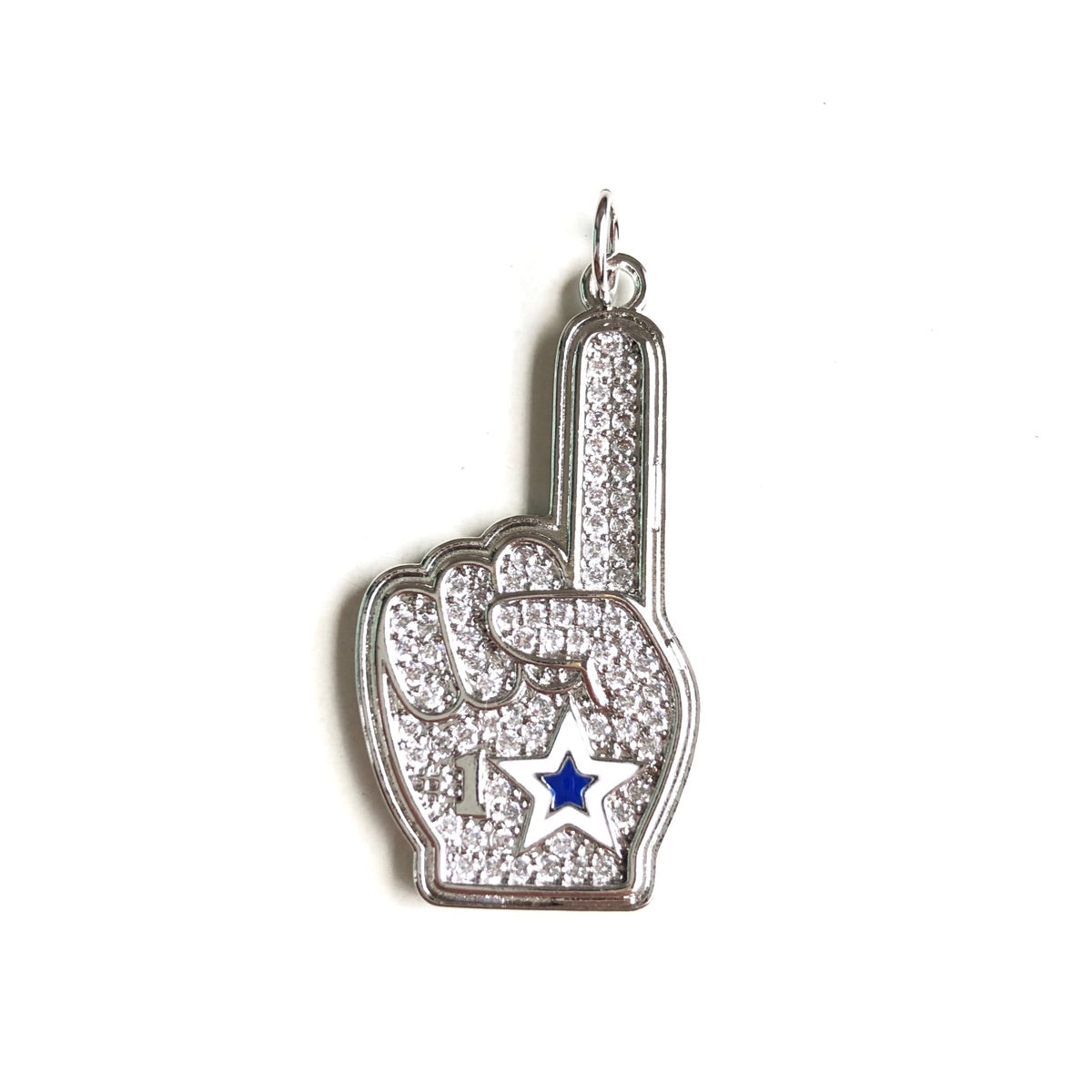 10pcs/Lot CZ Paved #1 Cowboys Fan American Dallas Football Soccer Charms Silver CZ Paved Charms American Football Sports New Charms Arrivals Charms Beads Beyond
