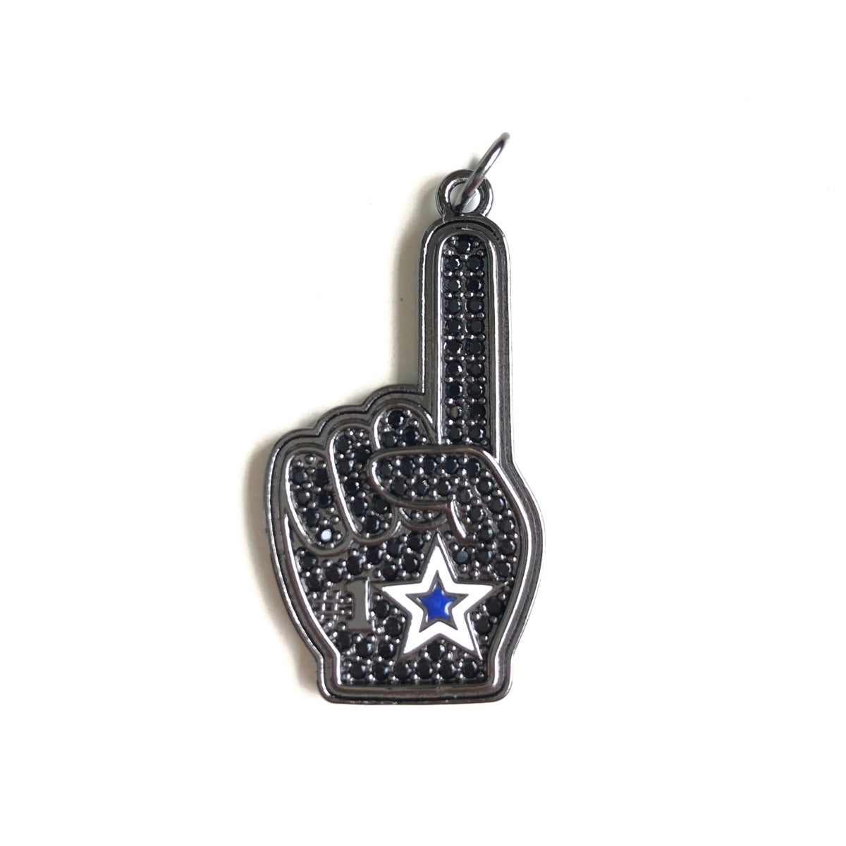10pcs/Lot CZ Paved #1 Cowboys Fan American Dallas Football Soccer Charms Black on Black CZ Paved Charms American Football Sports New Charms Arrivals Charms Beads Beyond