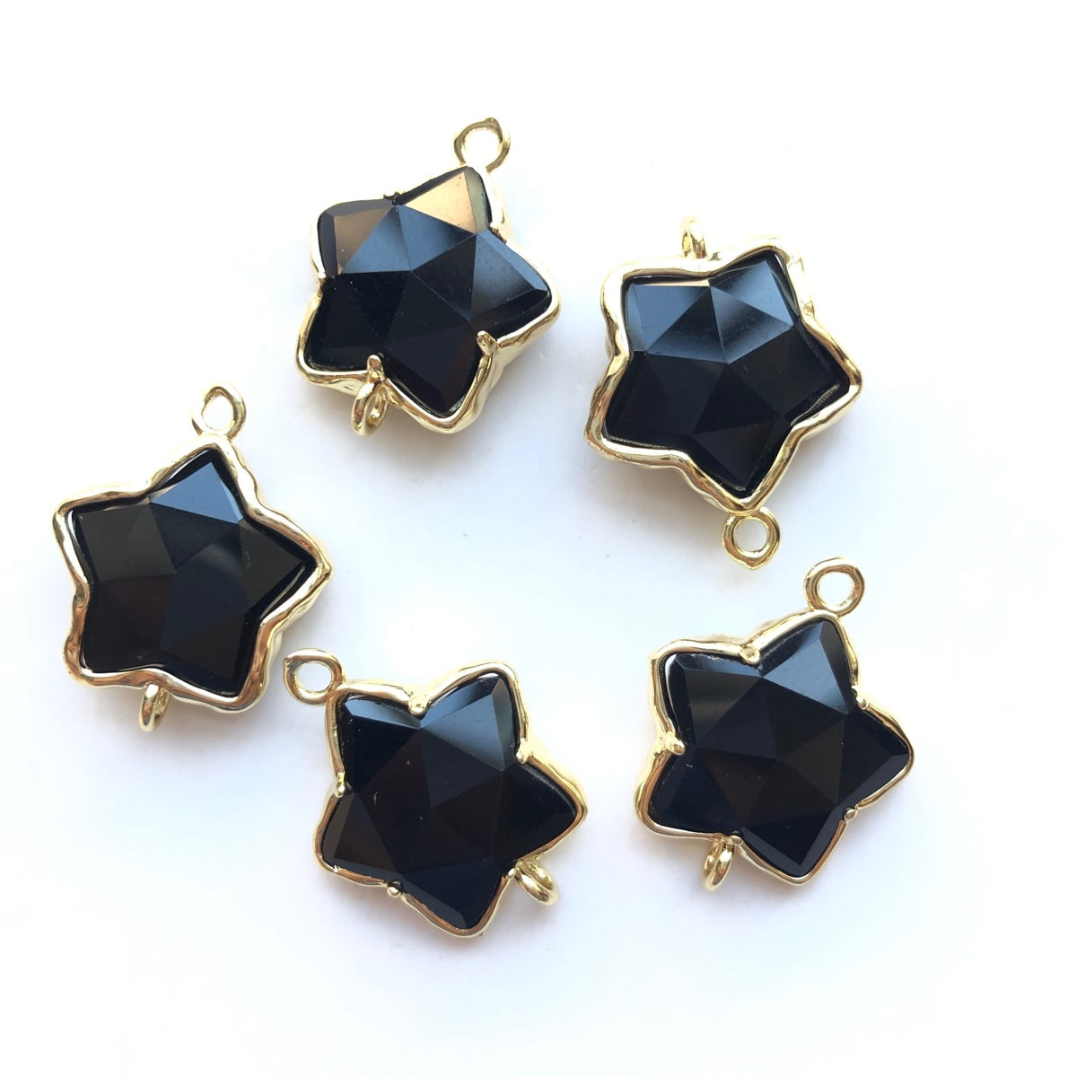 5pcs/Lot Gold Plated Bezel Natural Amethyst Labradorite Black Onyx Red Agate Faceted Star Connectors Black Onyx Stone Charms New Charms Arrivals Charms Beads Beyond
