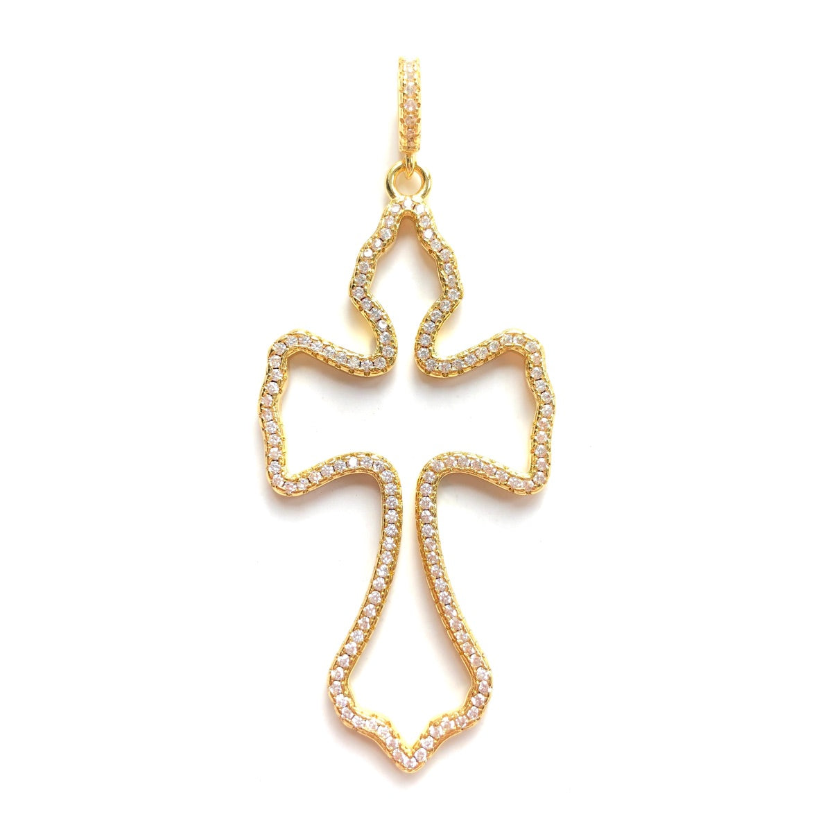 5-10pcs/lot Large Size CZ Paved Hollow Cross Charms Gold CZ Paved Charms Crosses New Charms Arrivals Charms Beads Beyond