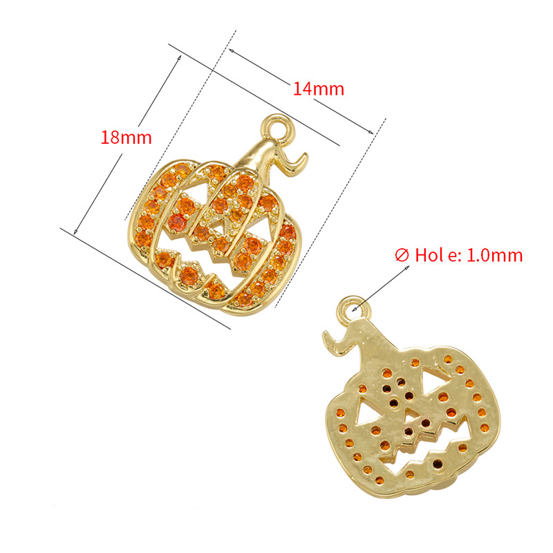 10pcs/lot CZ Paved Pumpkin Charm for Halloween CZ Paved Charms Halloween Charms Charms Beads Beyond